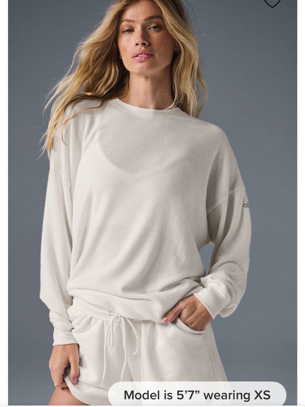 ALO Yoga Cream Crewneck Pullover Sweater Top